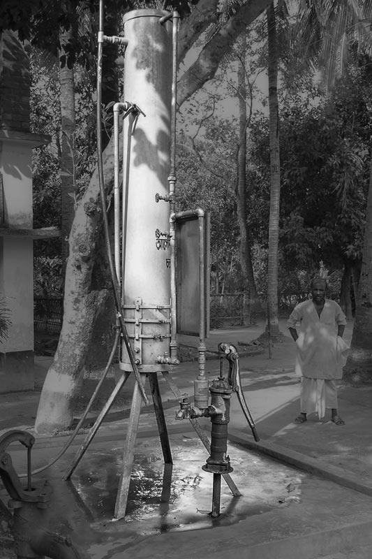 A handpump-attached arsenic removal plant in a village in Nadia district, West Bengal